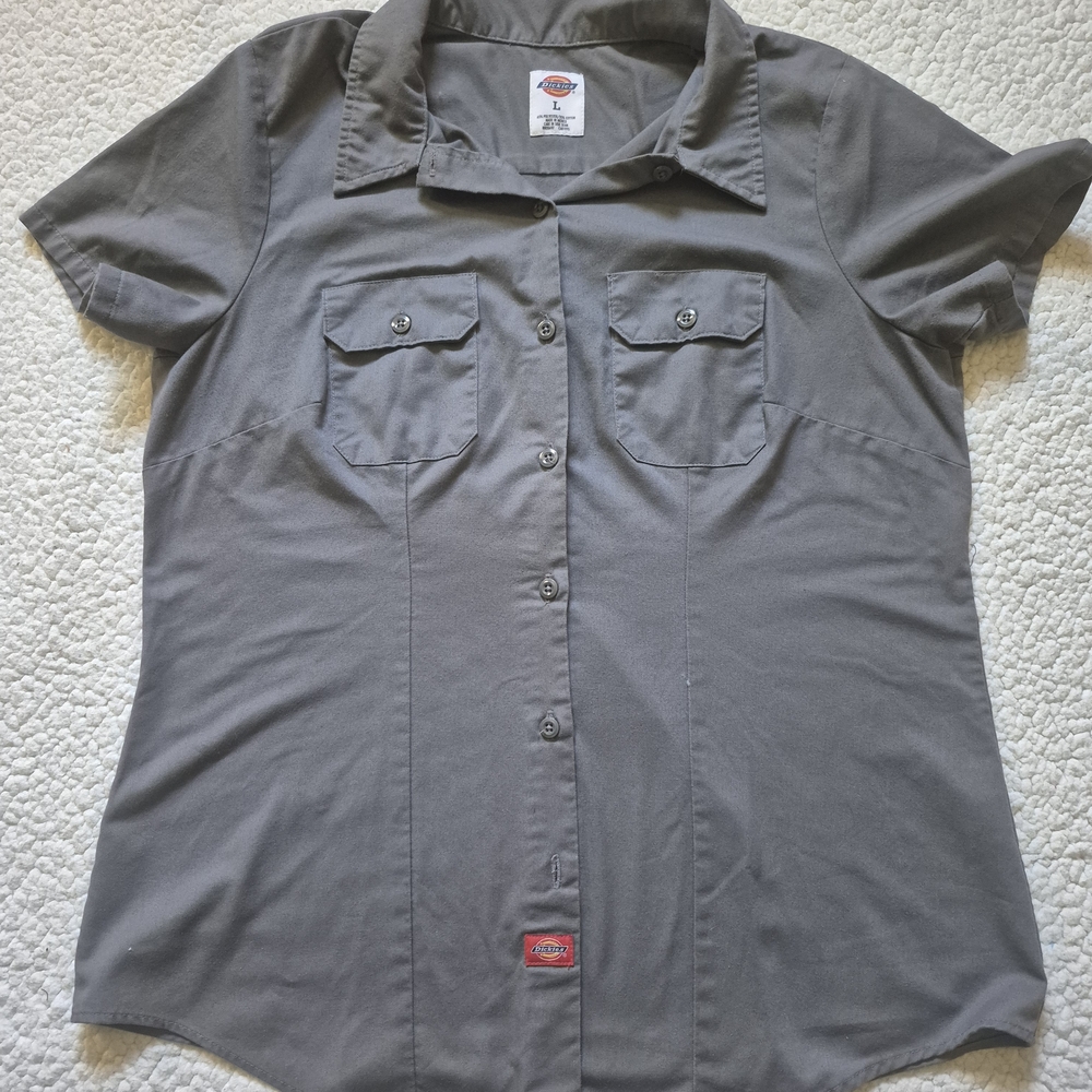 Dickies Charcoal Button-Up Short Sleeve Shirt